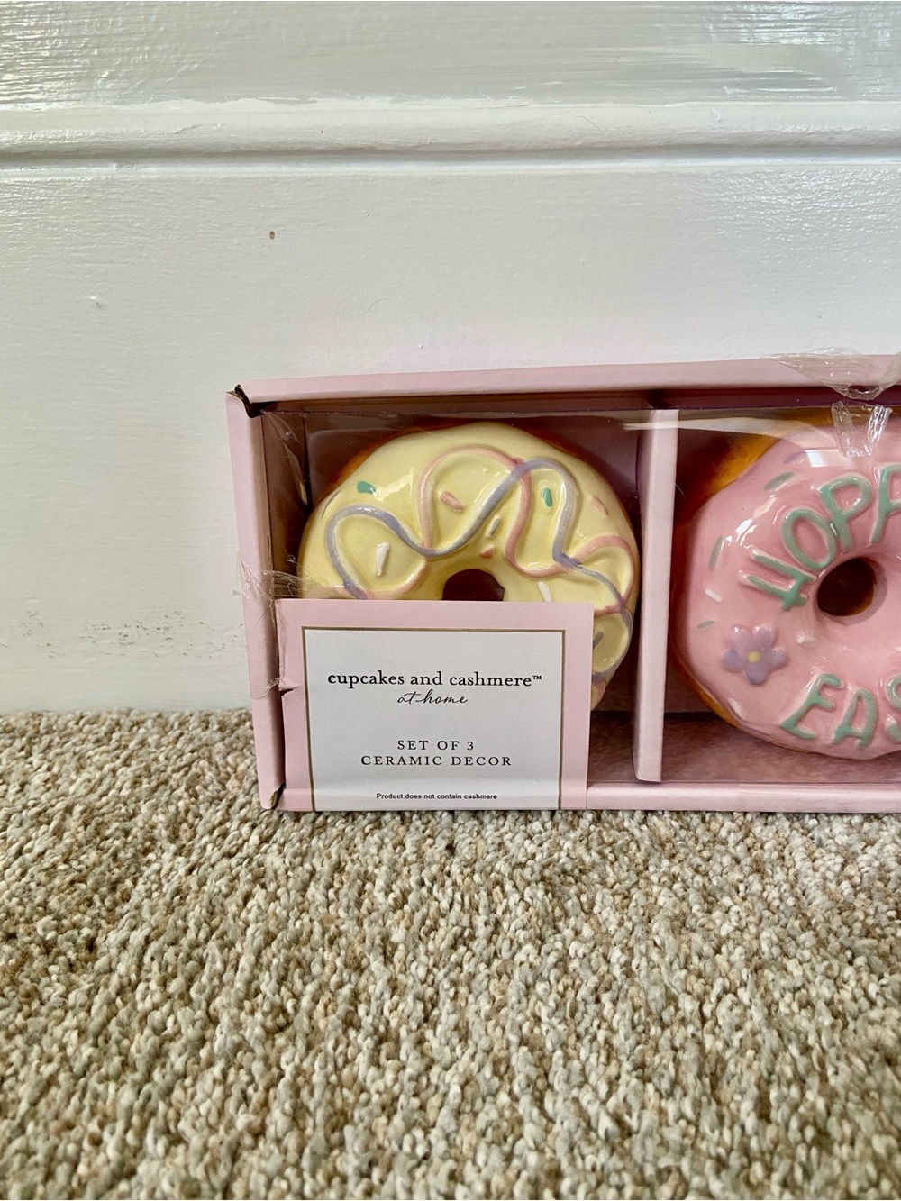 NWT Cupcakes & Cashmere Set of 3 Ceramic Decor Easter Spring Donuts - Picture 8 of 10